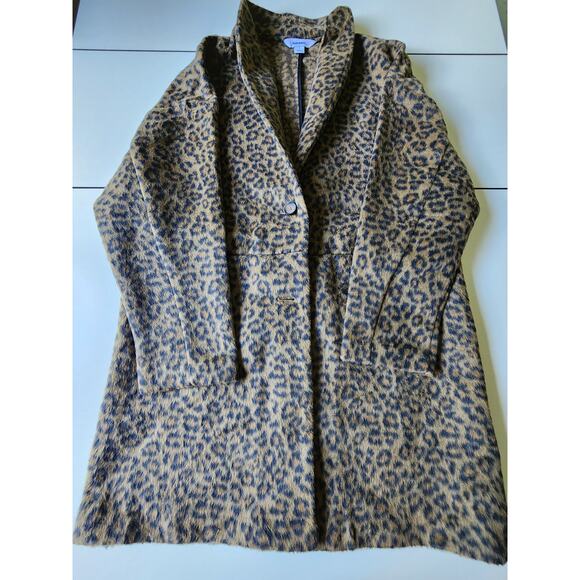 Old Navy Cheetah Print Wool Coatigan Womens Medium - Picture 1 of 6